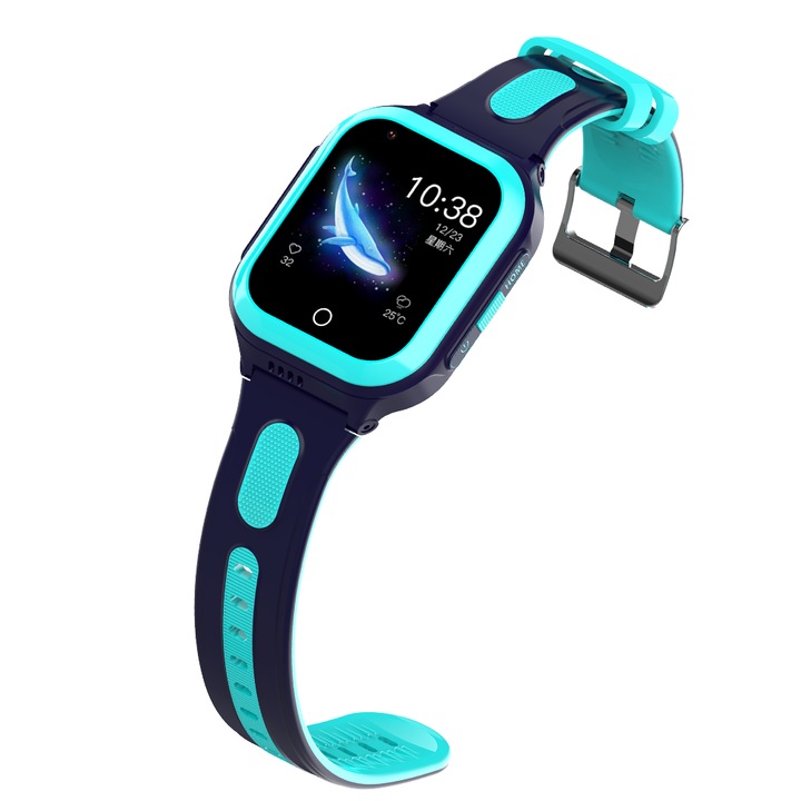 Ceas Smartwatch Copii 4G cu Cartela SIM si Apel Video Wonlex KT24S, GPS, Ecran 1.4 Inch, Baterie 900 mAh, SOS, IP67 Albastru