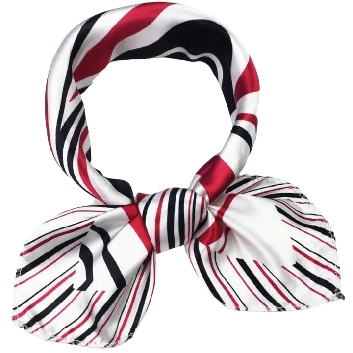 Női kendő, IZMAEL, Satka PE-33948, dinamikus design, 50x50cm, fekete/piros