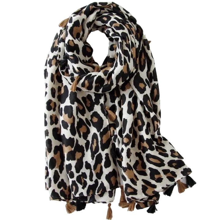 Fular IZMAEL, model leopard, maron, 180x90cm
