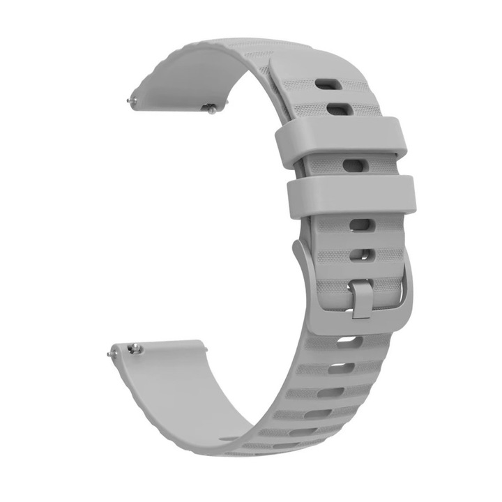 Szilikon szíj 18mm Huawei Watch GT4 41mm, GT 5 41mm, GT5 Pro 42mm, GT 6 41mm, Watch 5 42 mm, Realme Band 2, Xiaomi Watch 4 41mm, Smartwatch KW10 / KW20 / DT93, Szürke