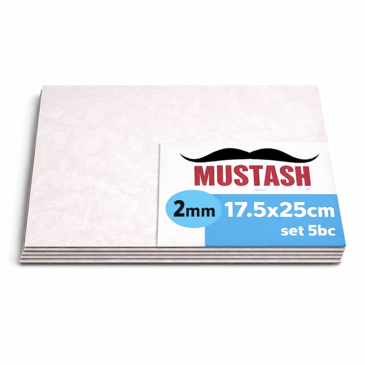 Carton mucava Mustash 17, 5X25 cm B5, set 5 buc, gri natural, 2mm