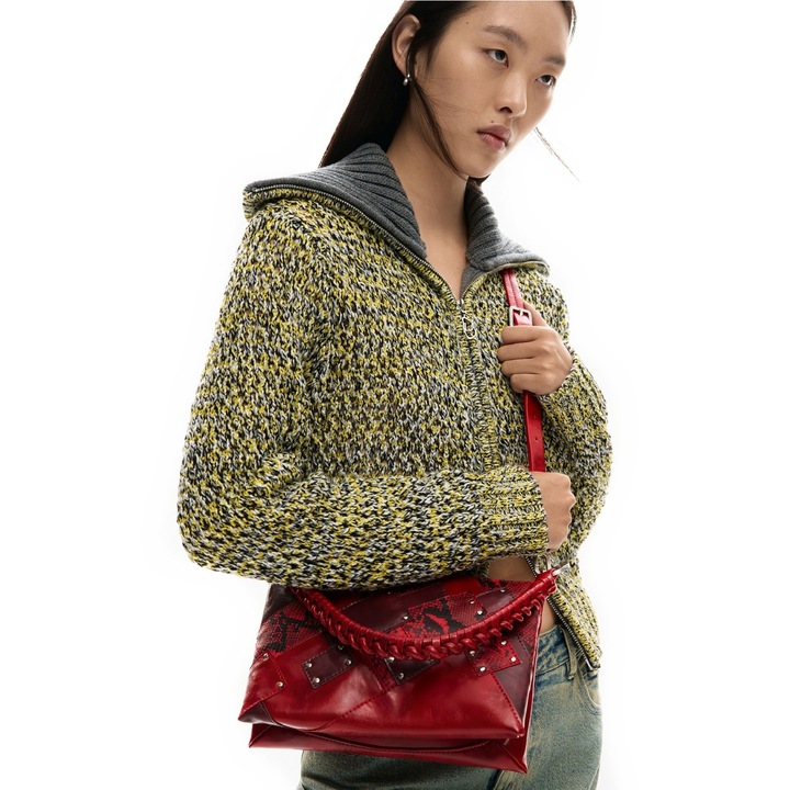 Közepes méretű női táska, Desigual, Dual Face Velvet Rebellion, Piros