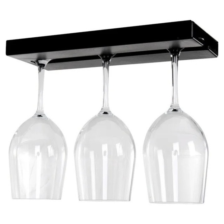 Suport pentru 2-3 pahare cu picior, NEGRU