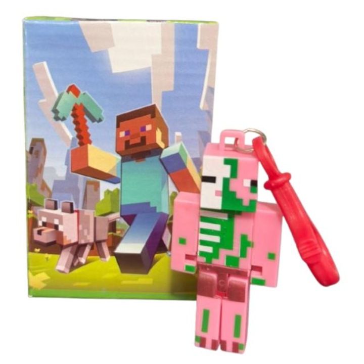 Фигурка Minecraft в кутия, с ключодържател и аксесоари, 7 см, различен модел, многоцветен