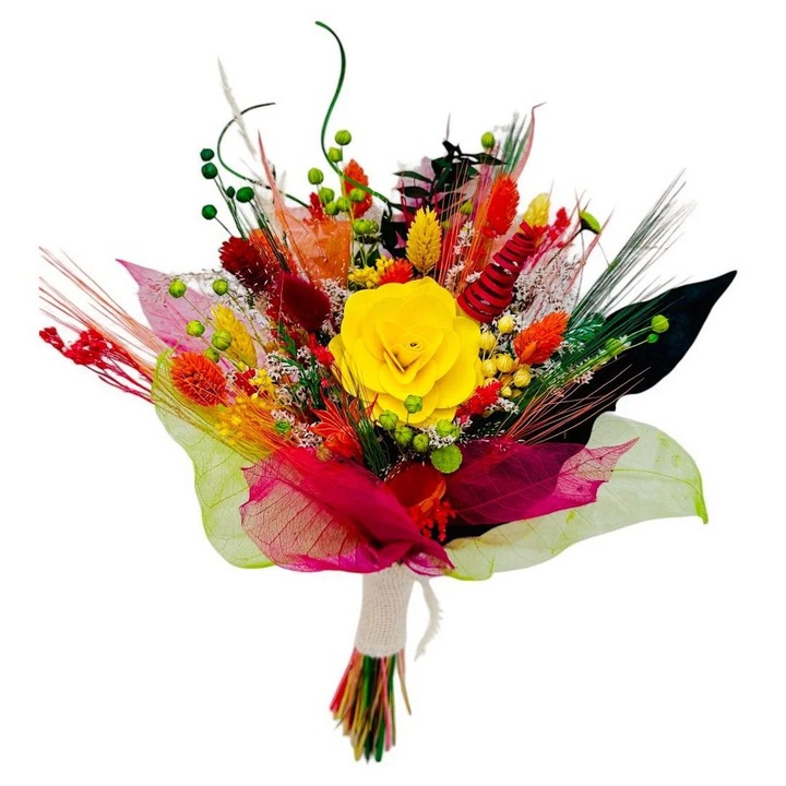Buchet din plante uscate, Eventissimi, design natural, 80 fire, 20x23 cm