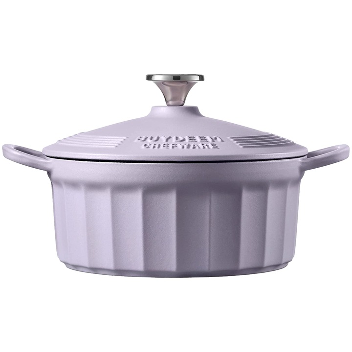 Емайлиран чугунен съд за готвене 2,9 л, Petal Purple, BUYDEEM, ретро дизайн