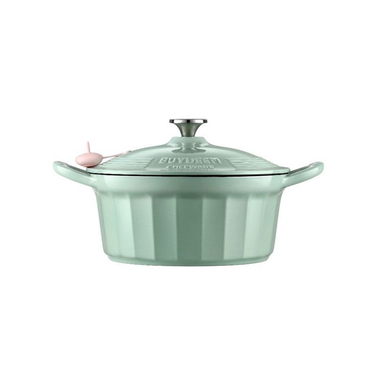 Емайлиран чугунен съд за готвене 3,9л, Cozy Greenish, BUYDEEM, идеален за бавно готвене и печене