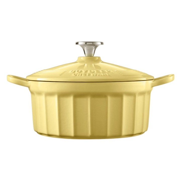 Емайлиран чугунен съд за готвене, 2,9л, жълт, BUYDEEM