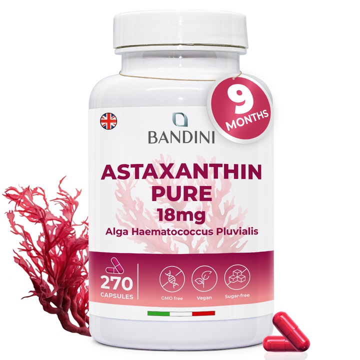 Bandini Tiszta Astaxanthin Kapszula, 18mg, 270 kapszula, antioxidáns, vegán