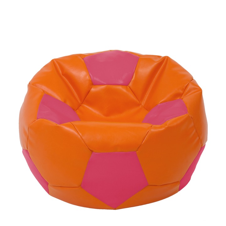Fotoliu puf Extra Ball - imitatie piele - portocaliu/roz