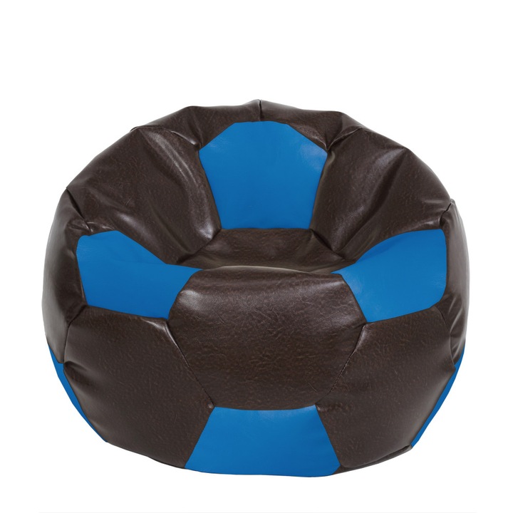 Fotoliu puf Extra Ball - imitatie piele - maro/albastru