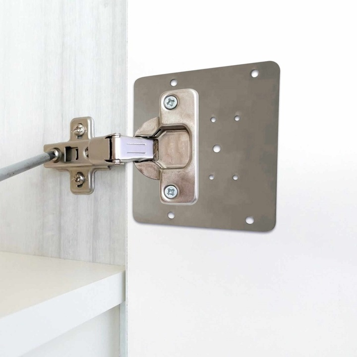 Placa de reparare a balamalelor din otel inoxidabil pentru dulapuri, 2 bucati DIAMANDINO