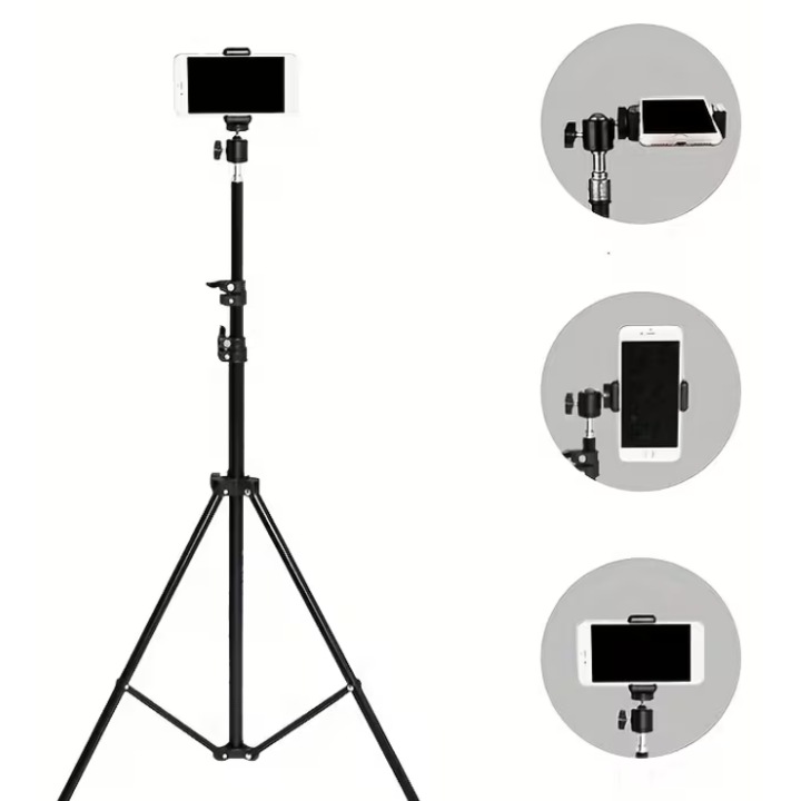 Trepied metalic EBIN reglabil 210 cm, flexibil, ideal pentru streaming și selfie