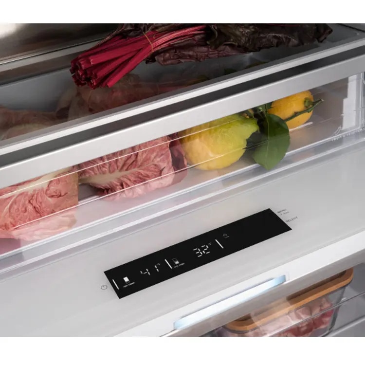 Frigider No Frost Bertazzoni, colectie Professional, capacitate 470 litri, dozator de apa cu filtru integrat, functie Super Cool, mod Eco/Vacanta/Sabbath, alerta schimbare filtru, 3 sertare inteligente Fresco, sertar Crisper, antracit