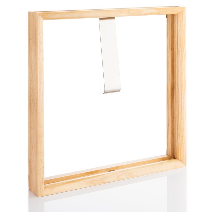Rama din lemn pentru viniluri, 31x31 cm, design 2 in 1, natural, pentru expunere pe birou sau perete
