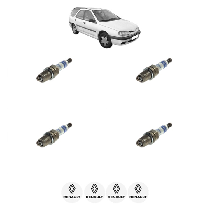 Set 4 Bujii Scanteie RENAULT LAGUNA I Grandtour (K56_) 3.0 24V (K56V) 190 CP din 1997 - 2001, bujie motor, Bosch, 4x Stickere auto cu RENAULT