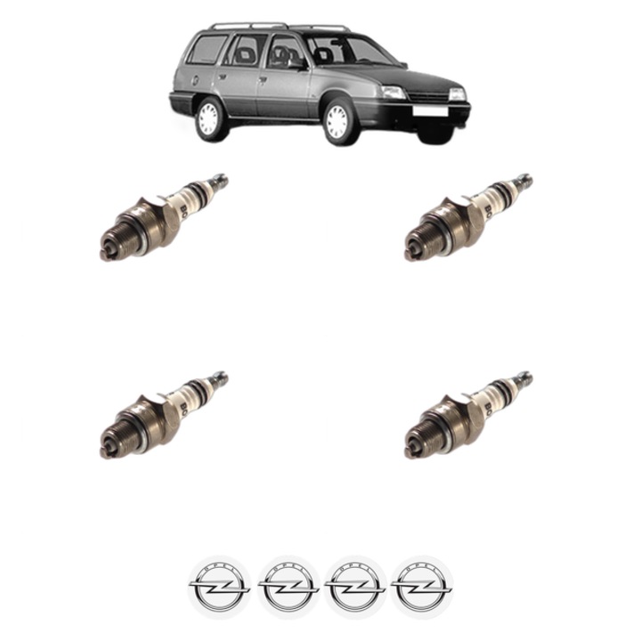 Set 4 Bujii Scanteie OPEL KADETT E Estate (T85) 1.2 (C15, C35, D15, D35) 55 CP din 1984 - 1986, bujie motor, Bosch, 4x Stickere auto cu OPEL