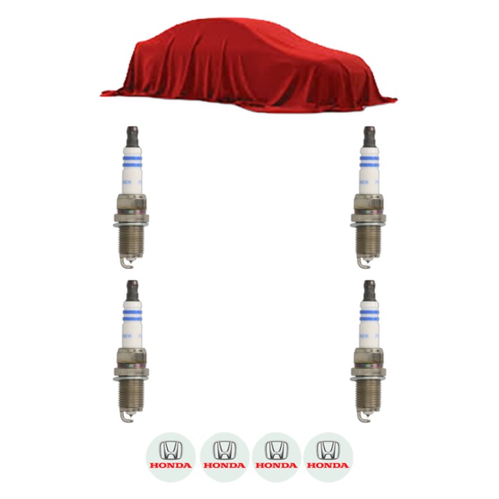 Set 4 Bujii Scanteie HONDA INTEGRA Saloon (DA5, DA6, DA7, DA8, DA9, DB1, DB2) 1.6 (DA5) 120 CP din 1989 - 1993, bujie motor, Bosch, 4x Stickere auto cu HONDA