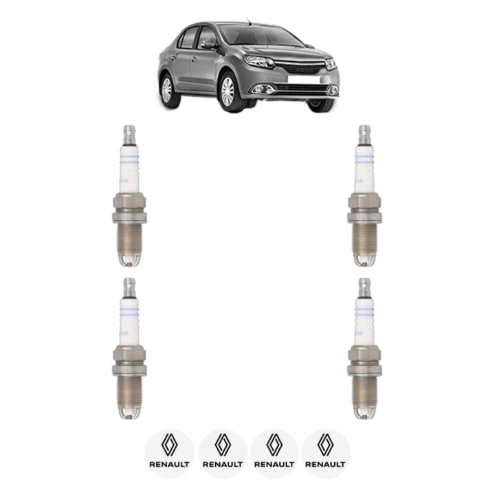 Set 4 Bujii Scanteie RENAULT LOGAN/STEPWAY II (L8_) 1.6 82 CP din 2014, bujie motor, Bosch, 4x Stickere auto cu RENAULT