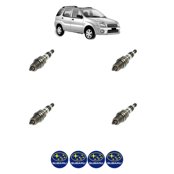 Set 4 Bujii Scanteie SUBARU JUSTY III (G3X) 1.3 AWD (G3X413) 94 CP din 2003, bujie motor, Bosch, 4x Stickere auto cu SUBARU
