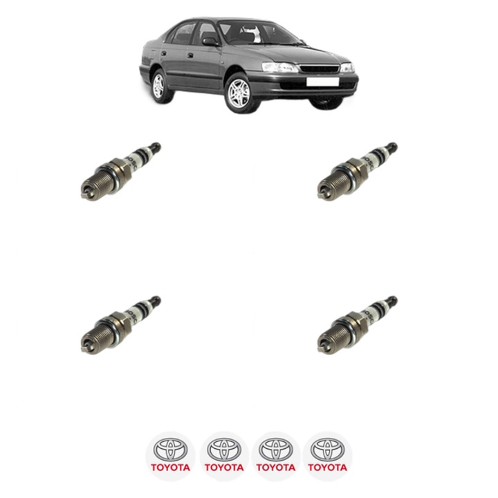 Set 4 Bujii Scanteie TOYOTA CARINA E VI Saloon (_T19_) 2.0 GTi (ST191_, ST191R) 158 CP din 1992 - 1995, bujie motor, Bosch, 4x Stickere auto cu TOYOTA