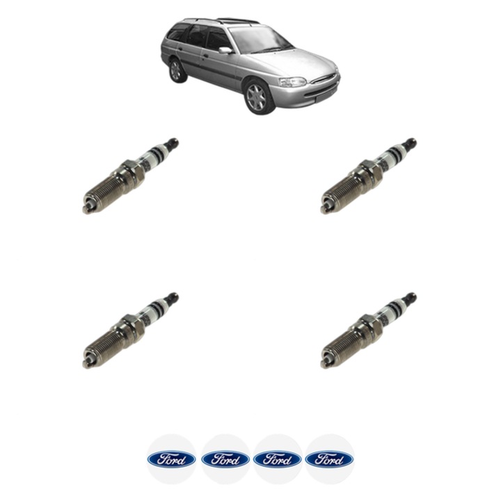 Set 4 Bujii Scanteie FORD ESCORT VI Turnier (GAL, ANL) 1.6 i 16V 88 CP din 1995 - 1995, bujie motor, Bosch, 4x Stickere auto cu FORD