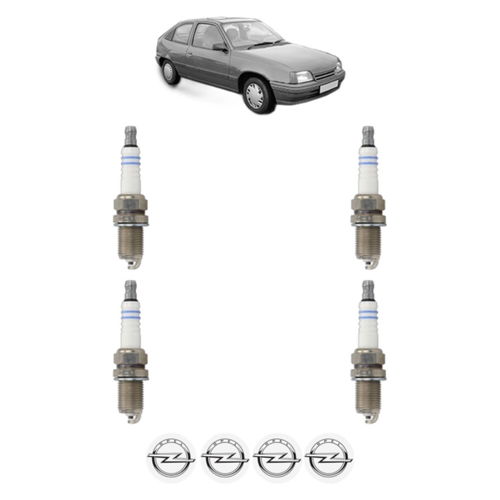 Set 4 Bujii Scanteie OPEL KADETT E Hatchback (T85) 2.0 GSI 16V (C08, C48, D08, D48) 150 CP din 1988 - 1991, bujie motor, Bosch, 4x Stickere auto cu OPEL