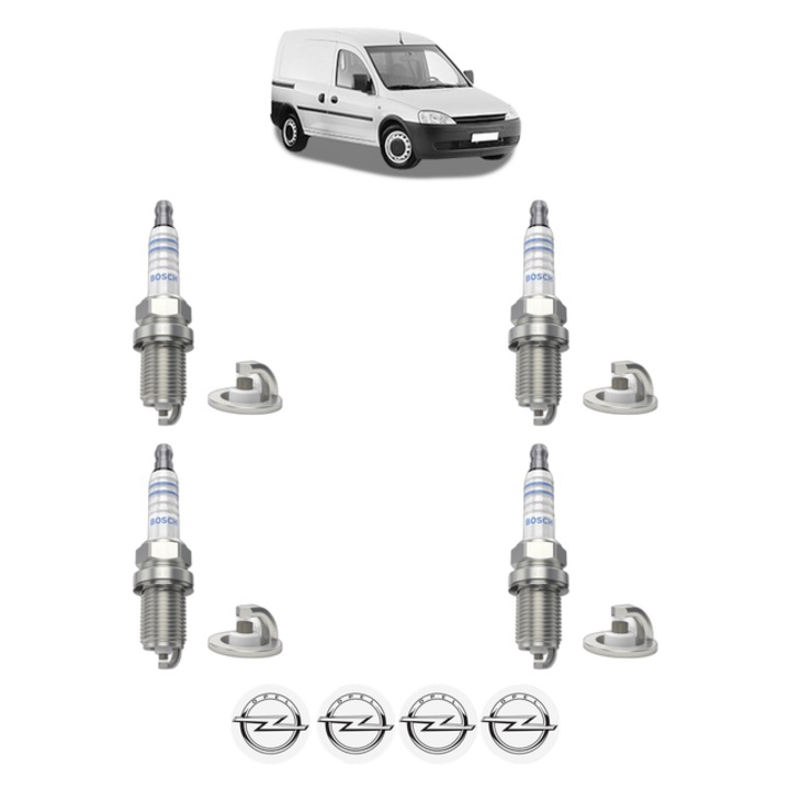 Set 4 Bujii Scanteie OPEL COMBO Box Body/MPV 1.6 87 CP din 2001, bujie motor, Bosch, 4x Stickere auto cu OPEL