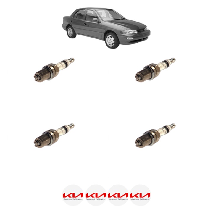 Set 4 Bujii Scanteie KIA SEPHIA Saloon (FA) 1.8 i 16V 112 CP din 1995 - 1997, bujie motor, Bosch, 4x Stickere auto cu KIA