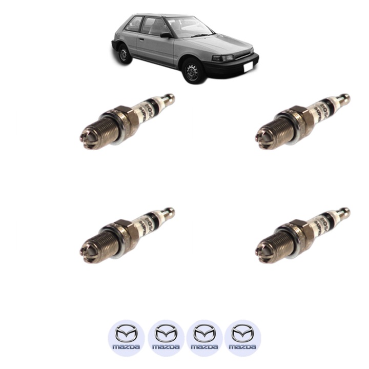 Set 4 Bujii Scanteie MAZDA 323 C IV (BG) 1.6 16V (BG6Z) 88 CP din 1991 - 1994, bujie motor, Bosch, 4x Stickere auto cu MAZDA
