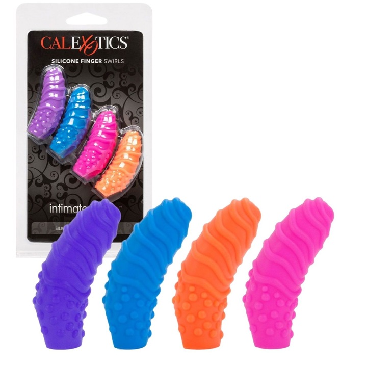 Set stimulatoare clitoridiene pentru deget, Calexotics, silicon, multicolor