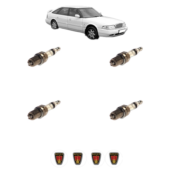Set 4 Bujii Scanteie ROVER 800 Hatchback (XS) 820 SI (XS) 133 CP din 1988 - 1991, bujie motor, Bosch, 4x Stickere auto cu ROVER