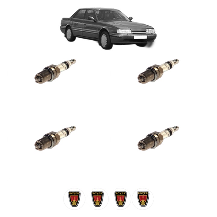 Set 4 Bujii Scanteie ROVER 800 (XS) 820 SI (XS) 133 CP din 1988 - 1991, bujie motor, Bosch, 4x Stickere auto cu ROVER