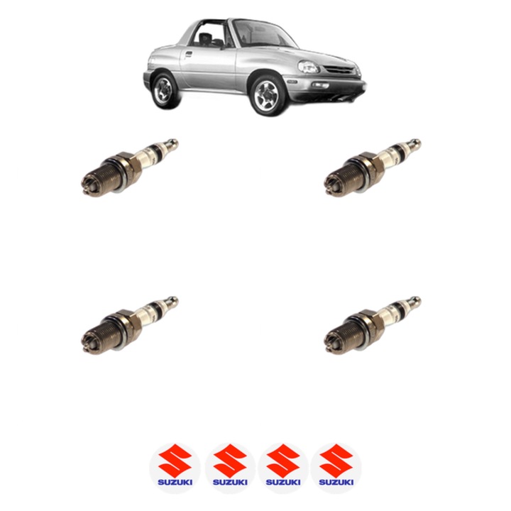 Set 4 Bujii Scanteie SUZUKI X-90 (EL) 1.6 i 16V (SZ416) 97 CP din 1995 - 1997, bujie motor, Bosch, 4x Stickere auto cu SUZUKI