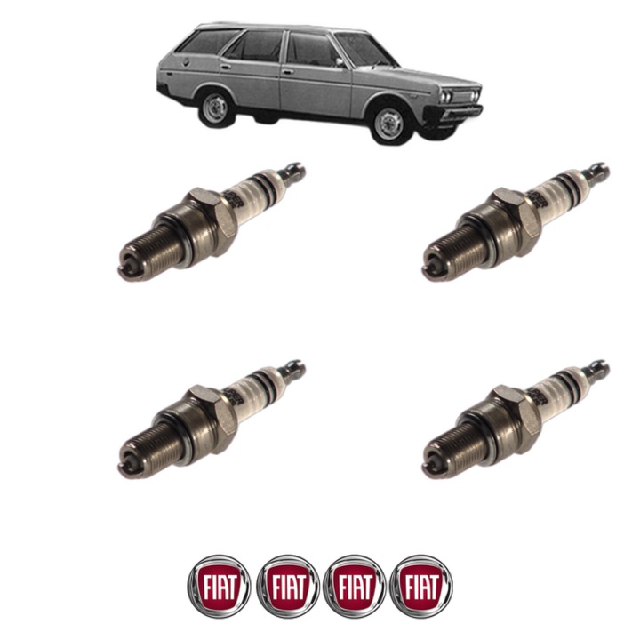 Set 4 Bujii Scanteie FIAT 131 Familiare/Panorama (131_) 1.6 CL (AF1) 75 CP din 1975 - 1978, bujie motor, Bosch, 4x Stickere auto cu FIAT