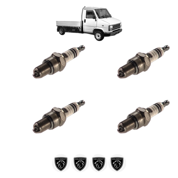Set 4 Bujii Scanteie PEUGEOT J5 Platform/Chassis (280L) 2.0 75 CP din 1986 - 1988, bujie motor, Bosch, 4x Stickere auto cu PEUGEOT
