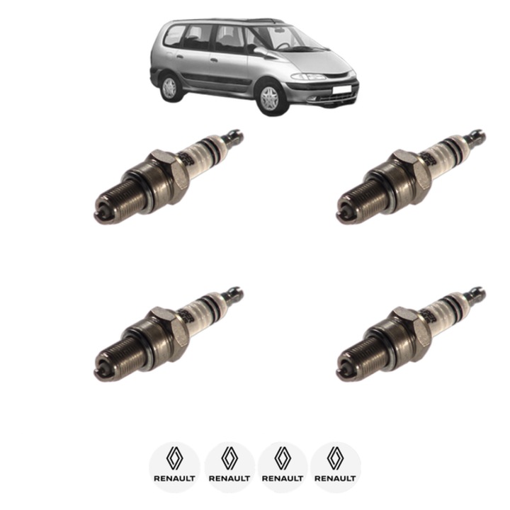 Set 4 Bujii Scanteie RENAULT ESPACE III (JE0_) 2.0 (JE0A) 114 CP din 1996 - 2000, bujie motor, Bosch, 4x Stickere auto cu RENAULT