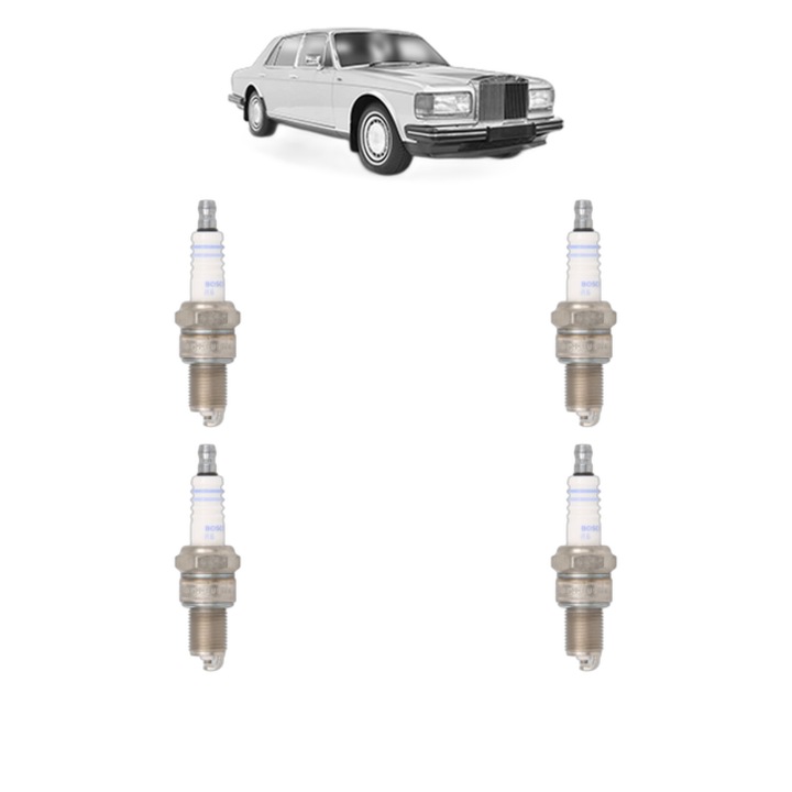 Set 4 Bujii Scanteie ROLLS-ROYCE SILVER SPIRIT MK I Saloon 6.75 243 CP din 1986 - 1986, bujie motor, Bosch, 4x Stickere auto cu ROLLS-ROYCE