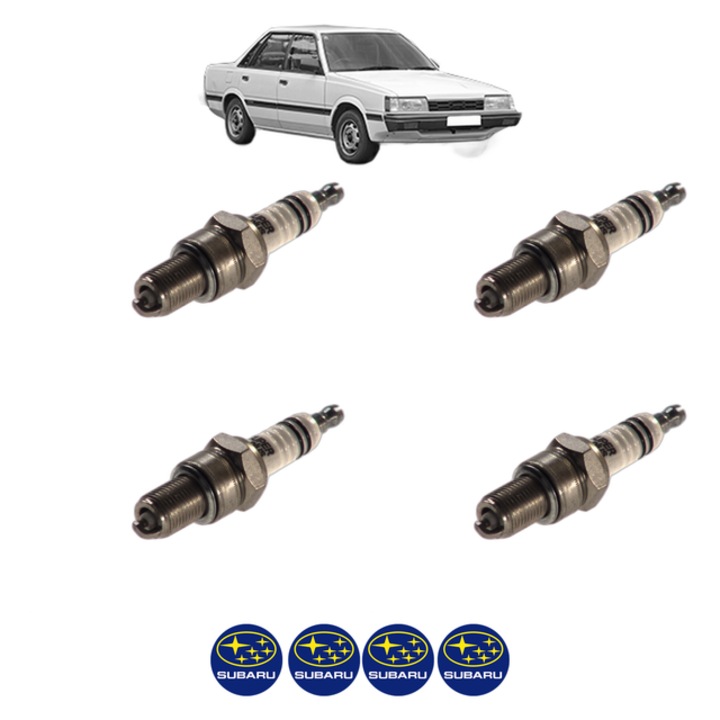 Set 4 Bujii Scanteie SUBARU LEONE III 1.8 105 CP din 1985 - 1986, bujie motor, Bosch, 4x Stickere auto cu SUBARU