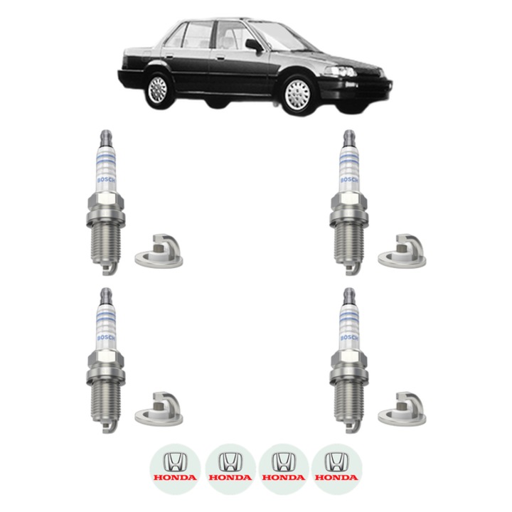 Set 4 Bujii Scanteie HONDA CIVIC IV Saloon (ED, EF) 1.6 124 CP din 1988 - 1989, bujie motor, Bosch, 4x Stickere auto cu HONDA