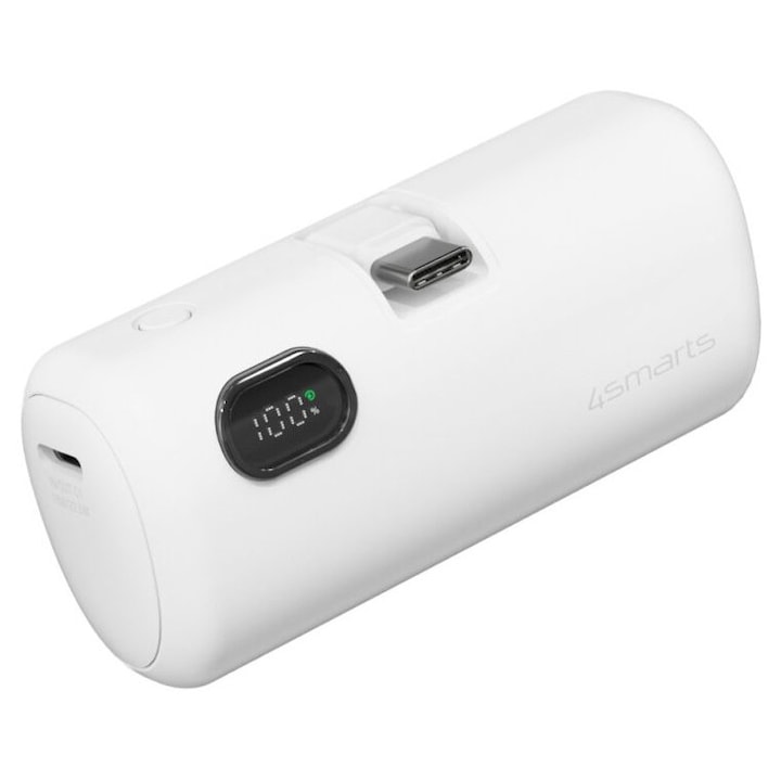 5000 mAh Power Bank, 4smarts, Li-Ion technológia, fehér, 2 USB Type-C port