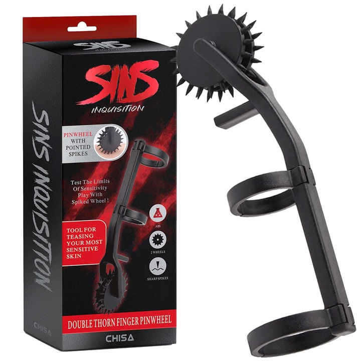 Stimulator Double Thorn Chisa, negru, ABS, 10,3x2,6x2,2cm, pentru jocuri BDSM