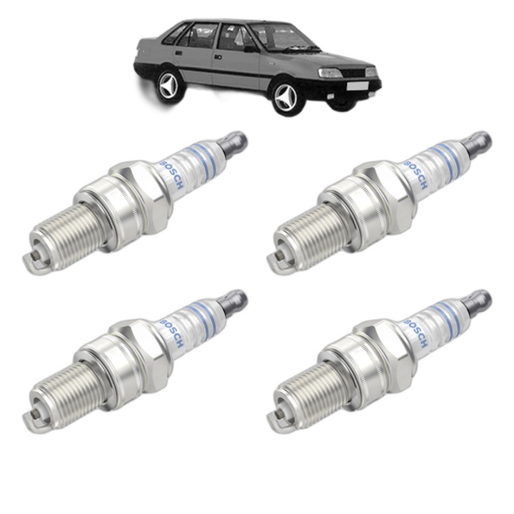 Set 4 Bujii Scanteie FSO POLONEZ II 1.5 75 CP din 1988 - 1992, bujie motor, Bosch, 4x Stickere auto cu FSO