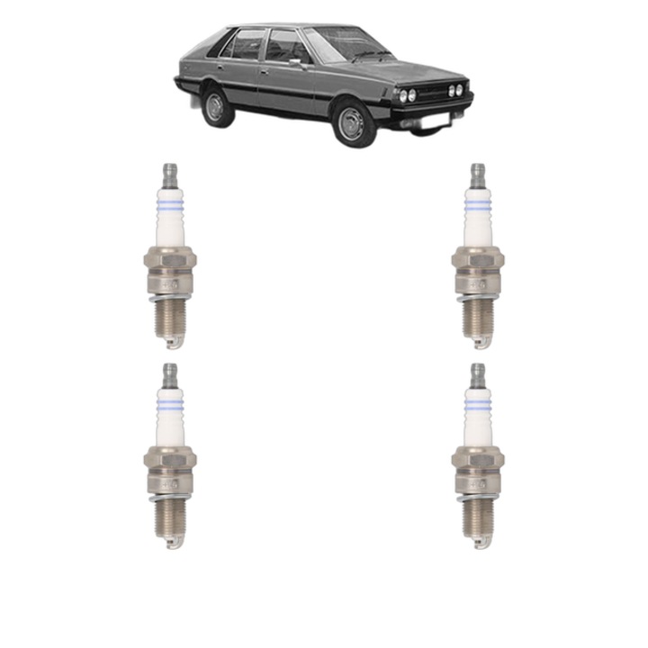 Set 4 Bujii Scanteie FSO 127P 0.9 45 CP din 1969 - 1976, bujie motor, Bosch, 4x Stickere auto cu FSO