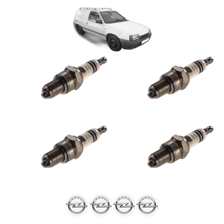 Set 4 Bujii Scanteie OPEL KADETT E Estate Van (T85) 1.3 N (C70, D70) 60 CP din 1984 - 1989, bujie motor, Bosch, 4x Stickere auto cu OPEL