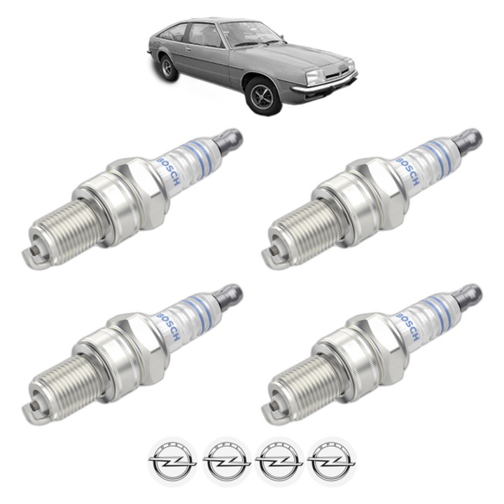 Set 4 Bujii Scanteie OPEL MANTA B (58_, 59_) 1.3 N 60 CP din 1979 - 1980, bujie motor, Bosch, 4x Stickere auto cu OPEL