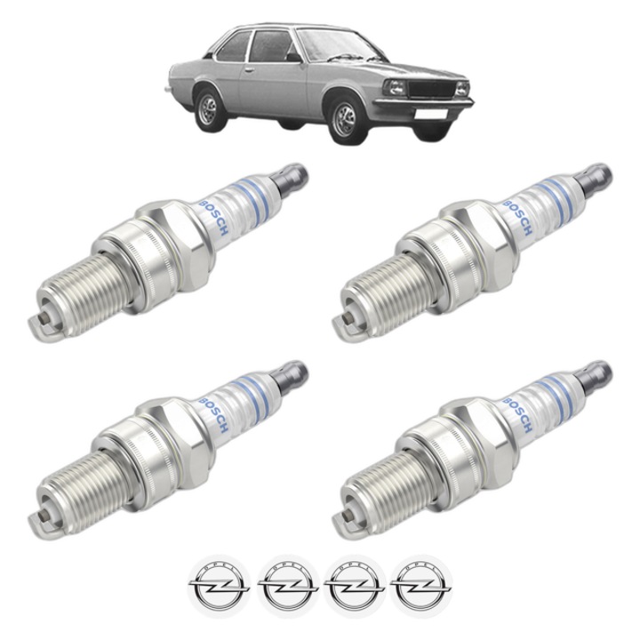 Set 4 Bujii Scanteie OPEL ASCONA B (81_, 86_, 87_, 88_) 1.3 S 75 CP din 1979 - 1981, bujie motor, Bosch, 4x Stickere auto cu OPEL
