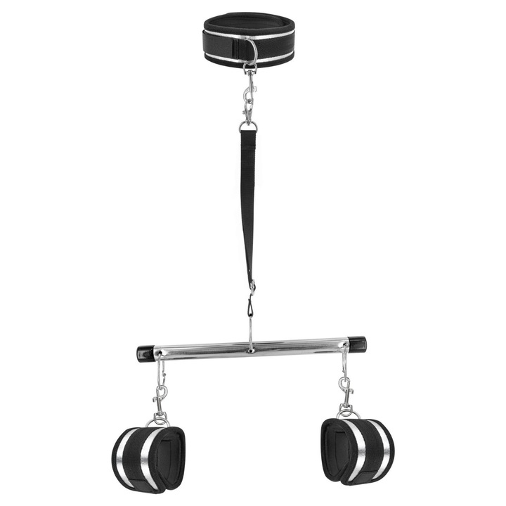 Set BDSM Submission Fetishtentation, guler si catuse reglabile, neopren/negru, 30x6cm