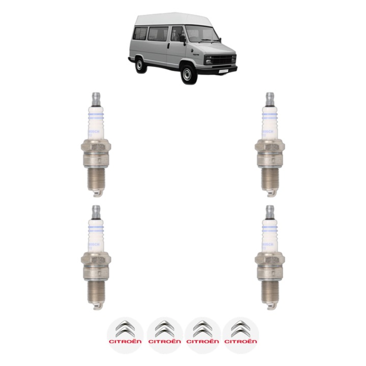 Set 4 Bujii Scanteie CITROEN C25 Bus (280_, 290_) 2.0 84 CP din 1991 - 1994, bujie motor, Bosch, 4x Stickere auto cu CITROEN