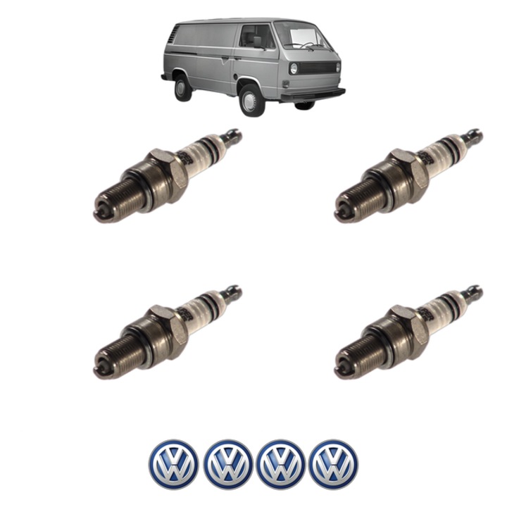 Set 4 Bujii Scanteie Volkswagen TRANSPORTER T3 Van (24_, 25_) 1.9 Syncro 78 CP din 1984 - 1992, bujie motor, Bosch, 4x Stickere auto cu Volkswagen